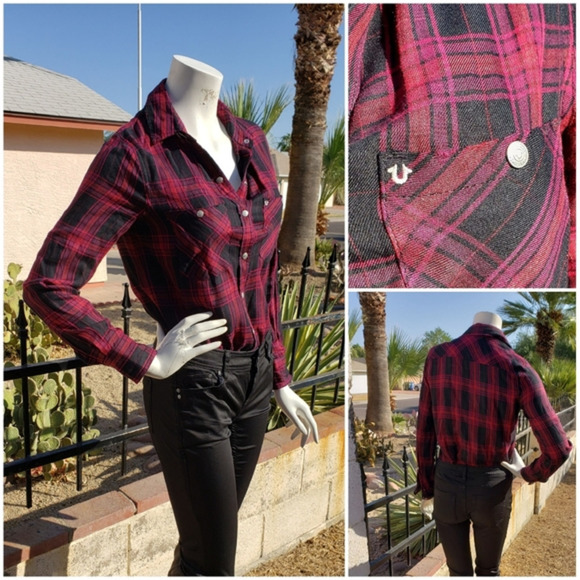 TRUE RELIGION Deep V Front Tie Blouse‎ | - Picture 1 of 1
